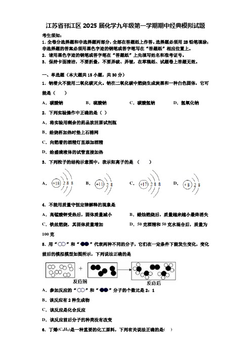 江苏省邗江区2025届化学九年级第一学期期中经典模拟试题含解析