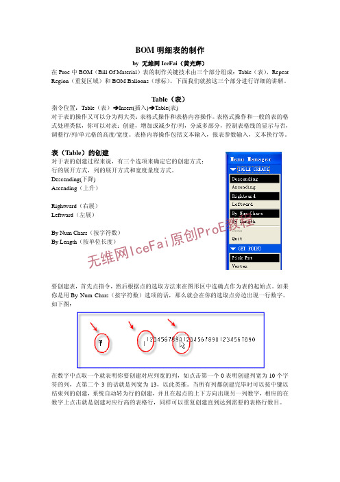 proe明细表BOM表制作