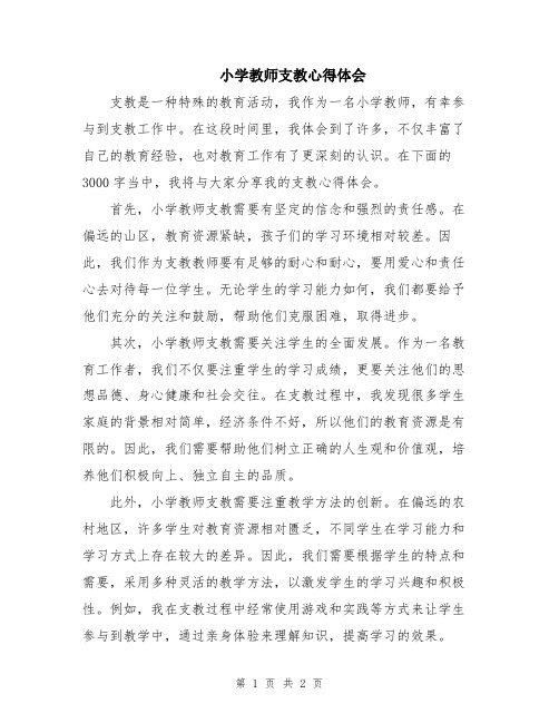 小学教师支教心得体会