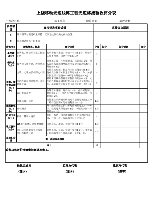 8、光缆熔接验收记录及评分表