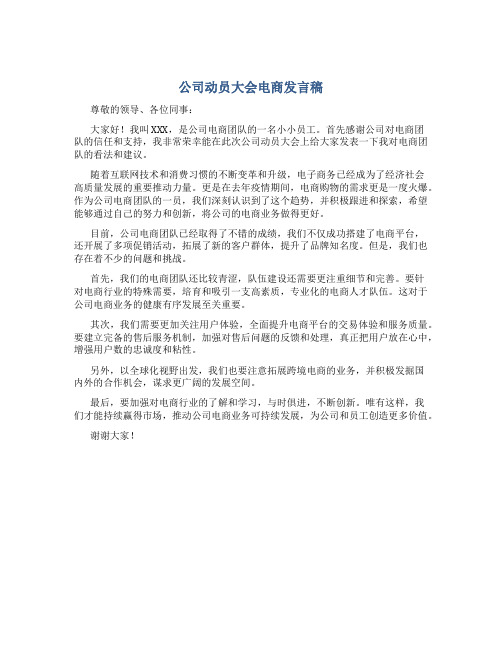 公司动员大会电商发言稿