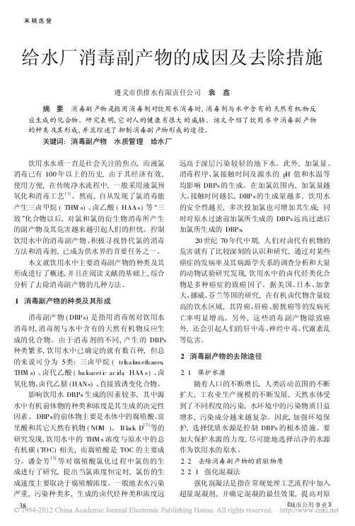 给水厂消毒副产物的成因及去除措施