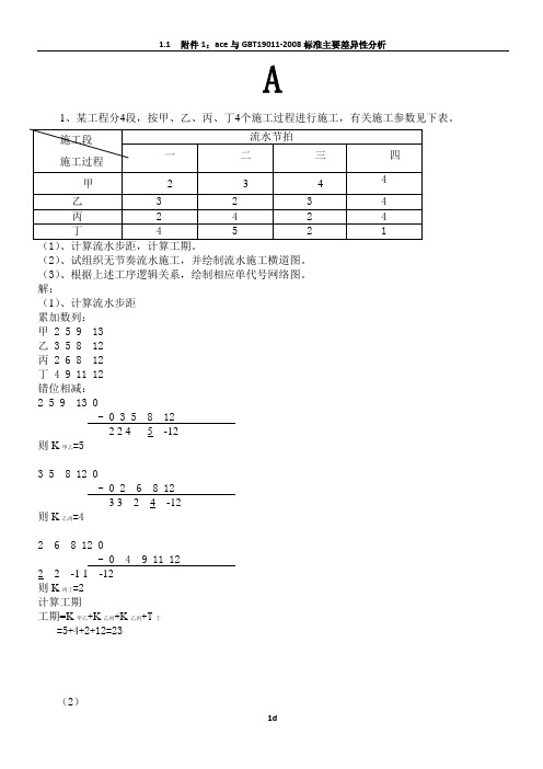 《工程项目管理》复习资料--计算题部分