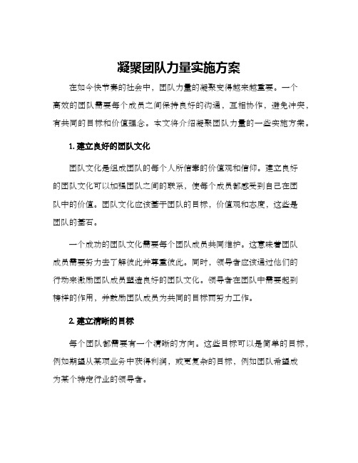 凝聚团队力量实施方案