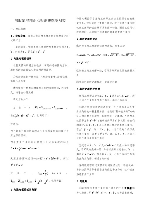 人教版八年级下学期《勾股定理》知识点归纳和题型归类