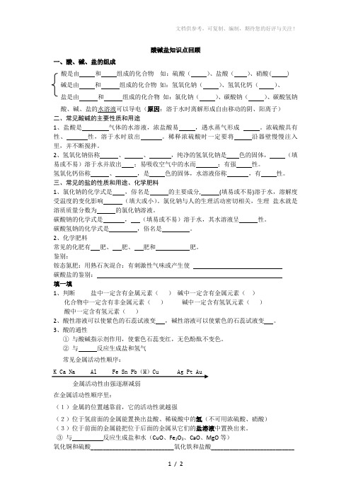 九年级化学沪教版第7章知识点