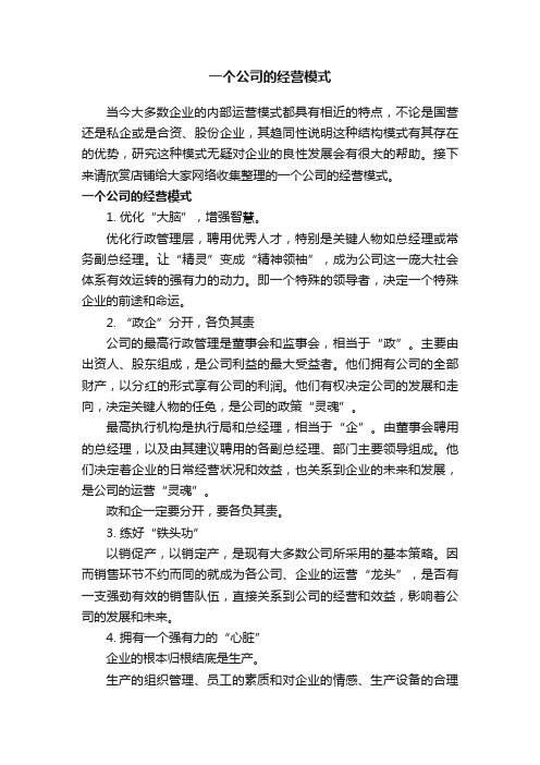 一个公司的经营模式