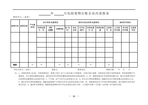 危险废物台账企业内部报表