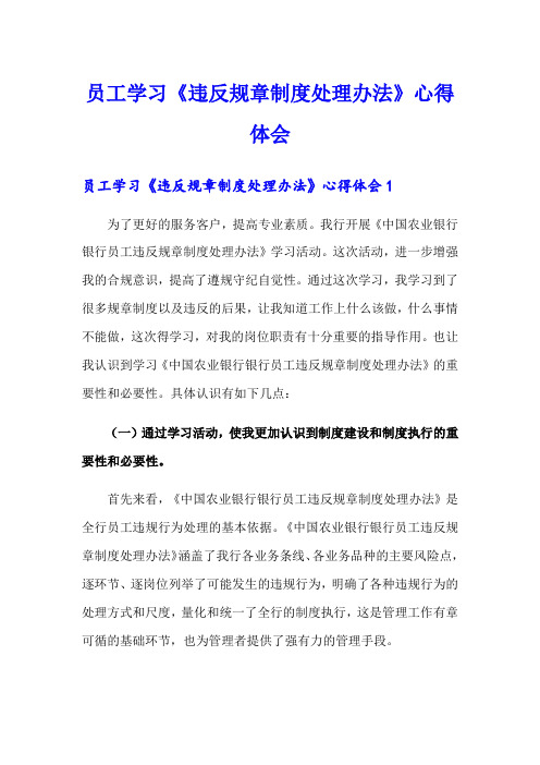 员工学习《违反规章制度处理办法》心得体会