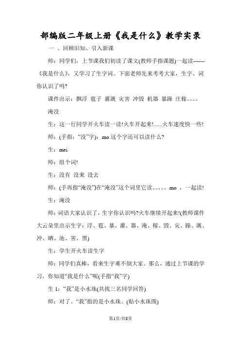 部编版二年级上册《我是什么》教学实录