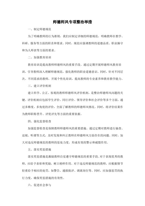 师德师风专项整治举措