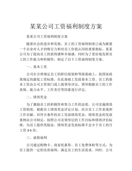 某某公司工资福利制度方案