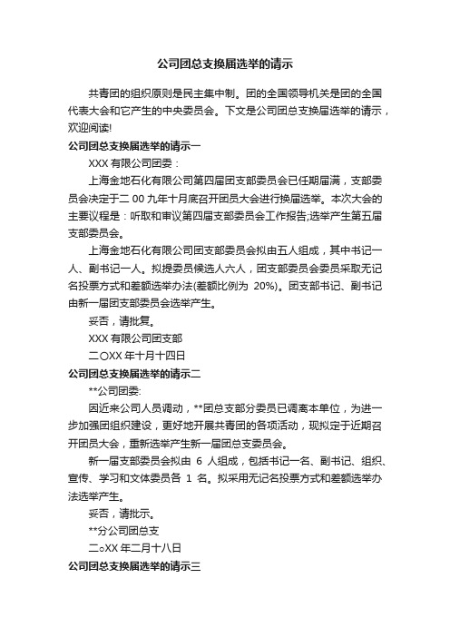 公司团总支换届选举的请示