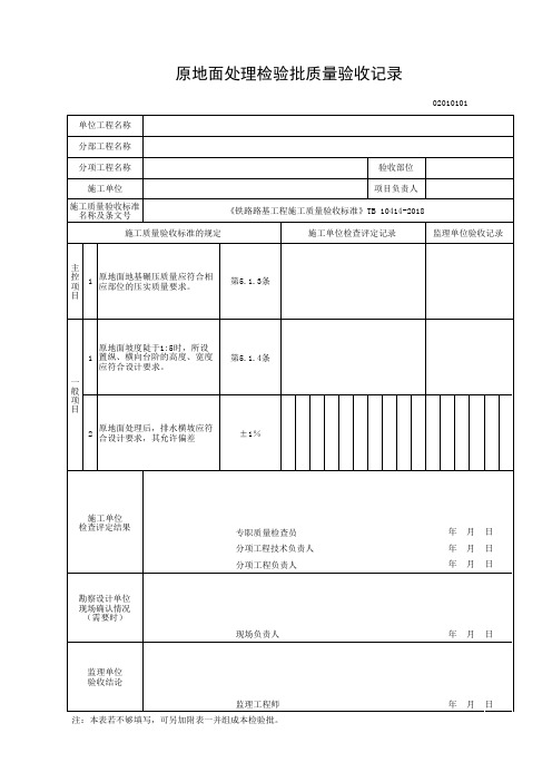 《铁路路基工程施工质量验收标准》TB-10414-2018全部表格