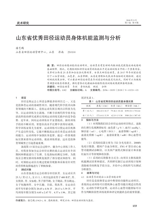 山东省优秀田径运动员身体机能监测与分析