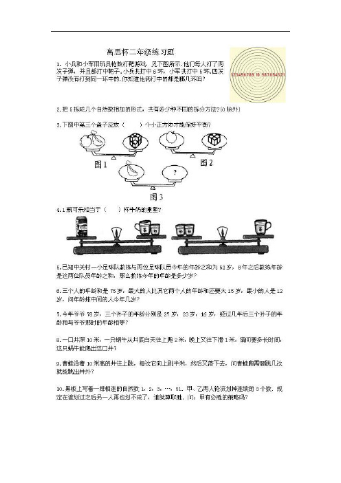 高斯杯二年级数学练习