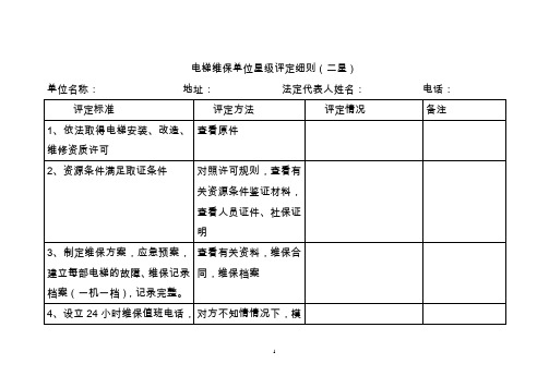 电梯维保单位星级评定细则