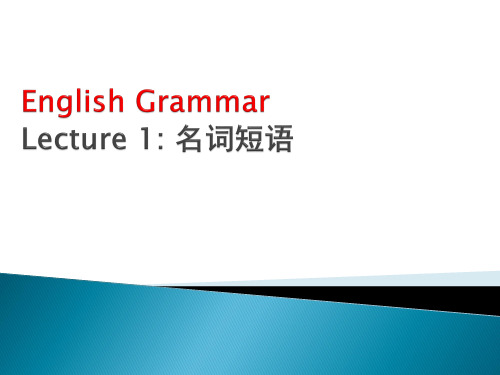 Lecture 1名词短语