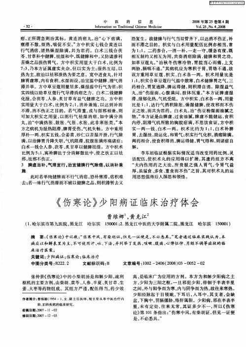 《伤寒论》少阳病证临床治疗体会