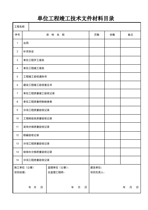 建筑装饰装修工程竣工验收资料表格