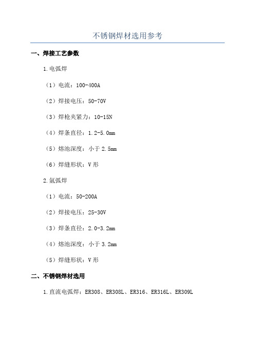 不锈钢焊材选用参考