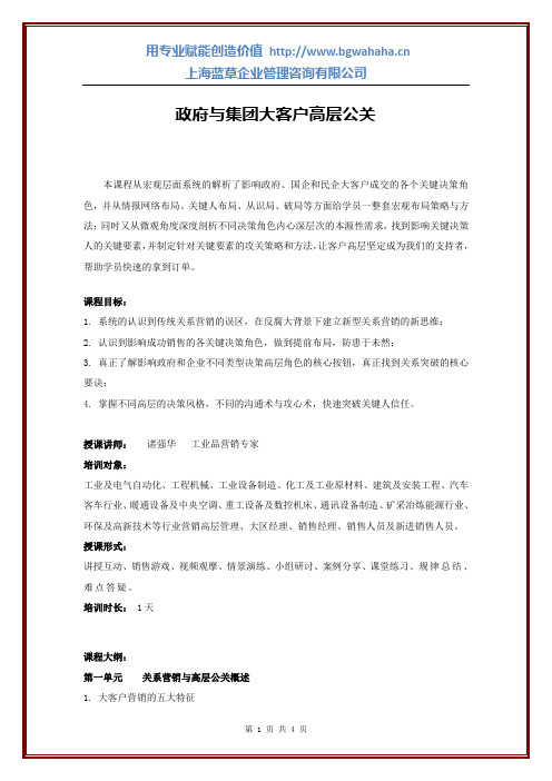 《政府与集团大客户高层公关》