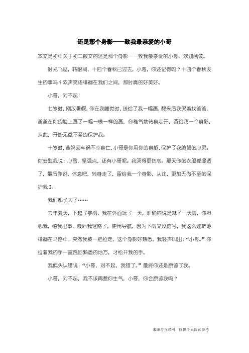 初二散文：还是那个身影——致我最亲爱的小哥