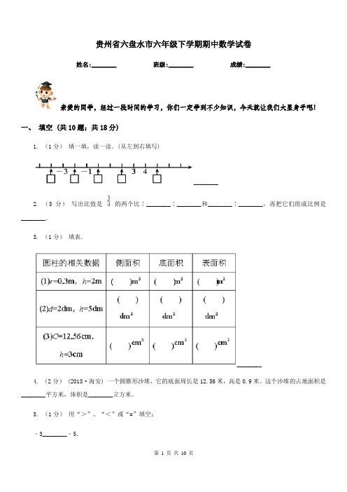 贵州省六盘水市六年级下学期期中数学试卷