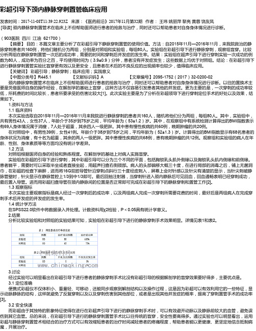 彩超引导下颈内静脉穿刺置管临床应用