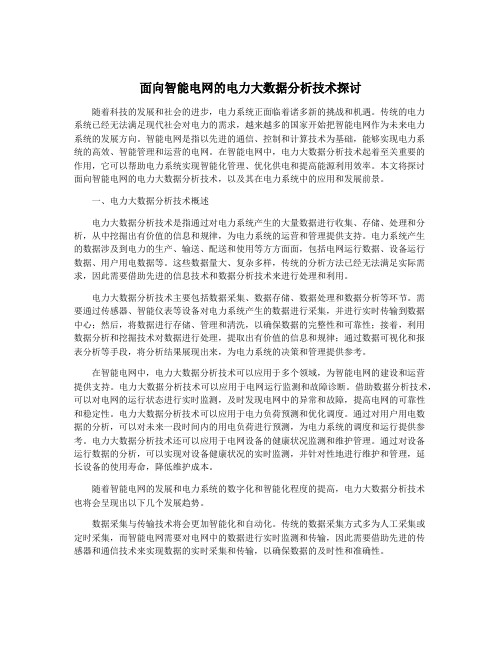 面向智能电网的电力大数据分析技术探讨