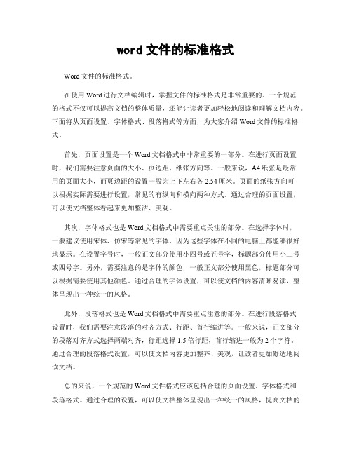 word文件的标准格式