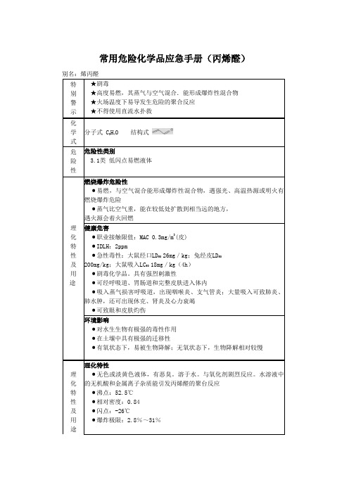 常用危险化学品应急手册(丙烯醛)