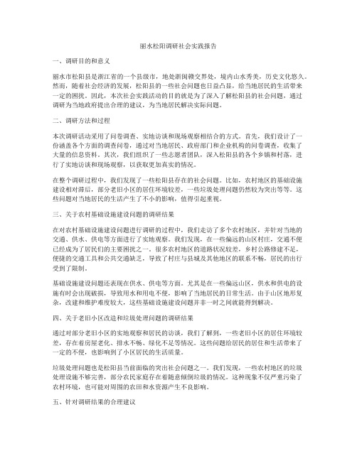 丽水松阳调研社会实践报告