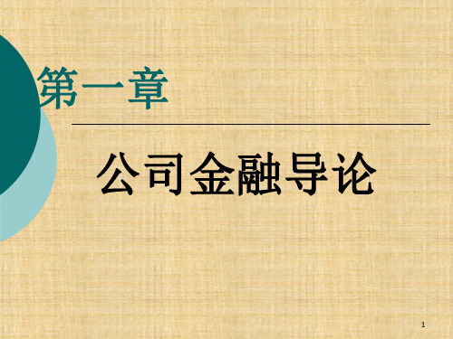 第一章  公司金融导论  《公司金融》ppt课件