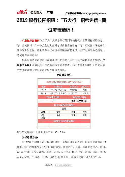 2019银行校园招聘：“五大行”招考进度+面试考情精析!