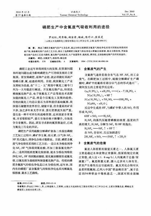 磷肥生产中含氟废气吸收利用的途径