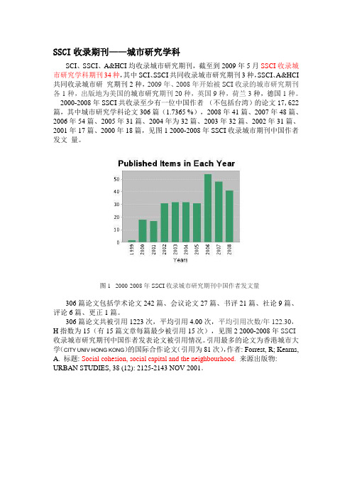 SSCI收录期刊——城市研究学科