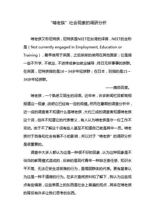 “啃老族”社会现象的调研分析