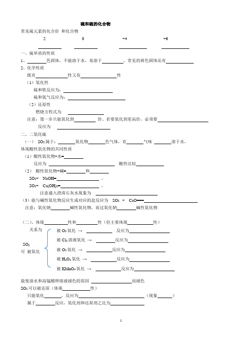 高一化学硫和硫的化合物