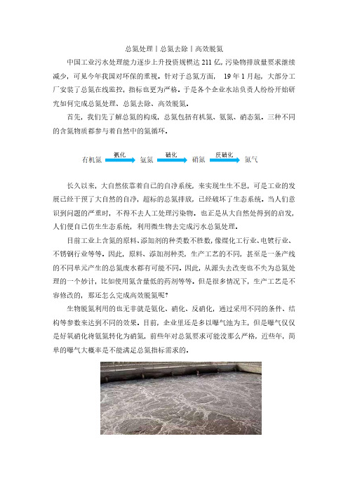 总氮处理丨总氮去除丨高效脱氮