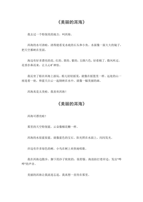 美丽的洱海三年级300字