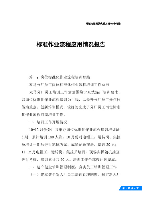 标准作业流程应用情况报告