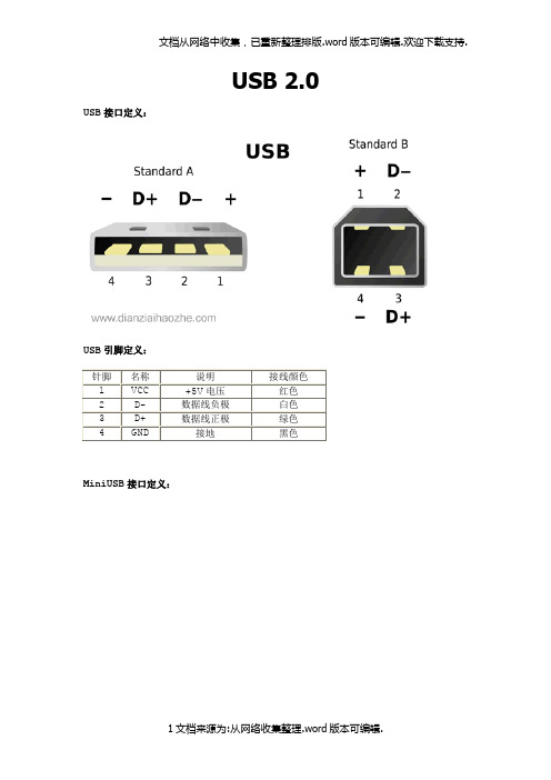 USB引脚定义