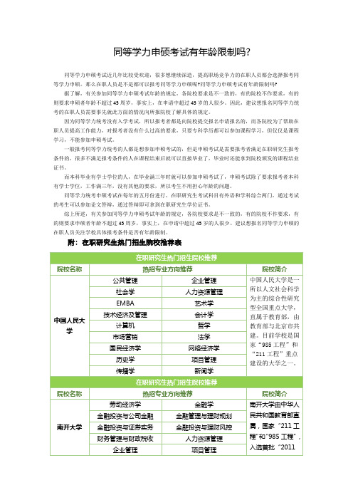 同等学力申硕考试有年龄限制吗