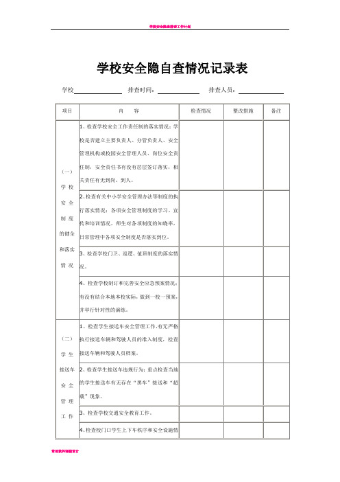 学校安全隐患排查情况记录表