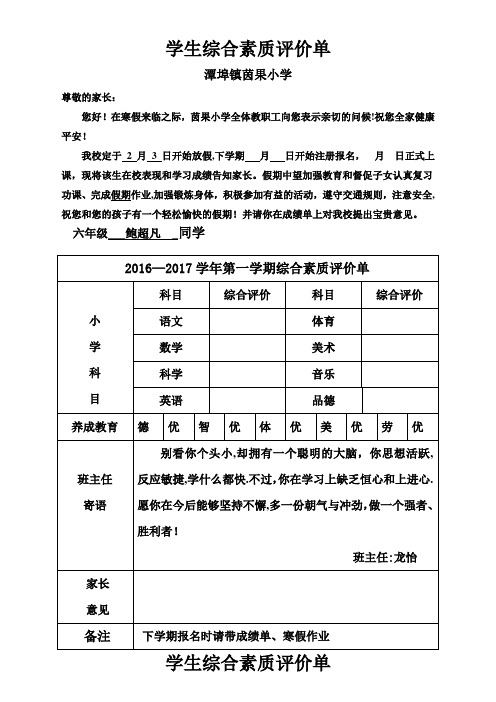 小学成绩单模板   4)