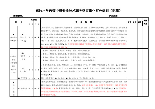 东边小学教师中级专业技术职务任职资格评审记分表