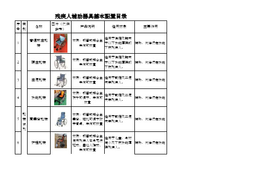 残疾人辅助器具基本配置目录