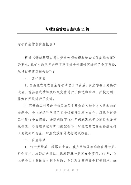 专项资金管理自查报告11篇