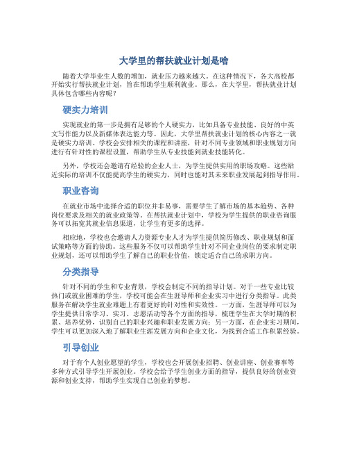 大学里的帮扶就业计划是啥